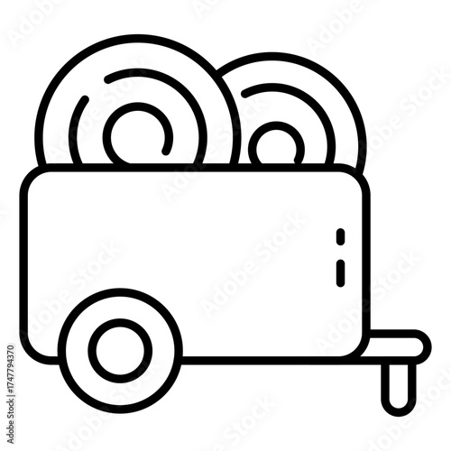 A linear design icon of haybale cart