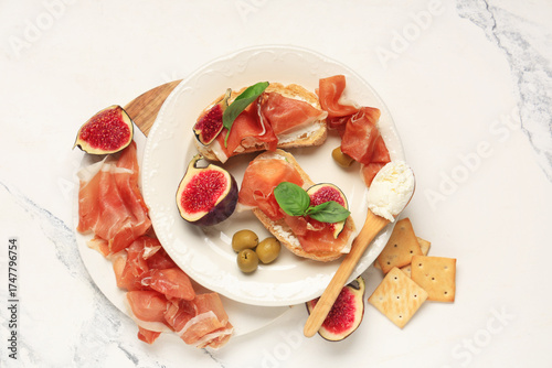 Plate of bread slices with ...