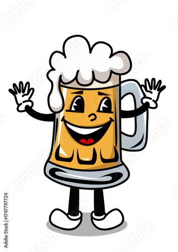 Illustration of a happy beer mug