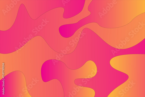 Playful Vibrant Pink and Orange Soft Curved Abstract Wave Background Art