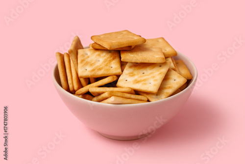 Bowl of crispy square and r...