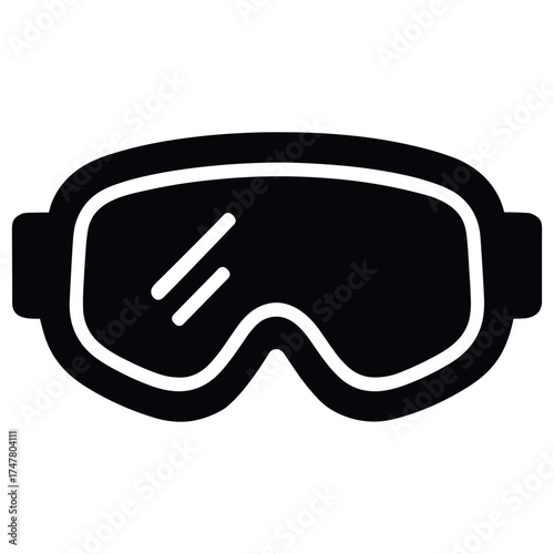 Black ski goggles icon with simple design