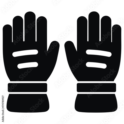 Iconic black winter gloves with white stripes on palm side