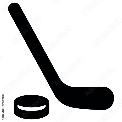 Silhouette of a hockey stick and puck: iconic sports equipment illustration