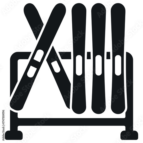 Ski rack icon: winter sports equipment storage