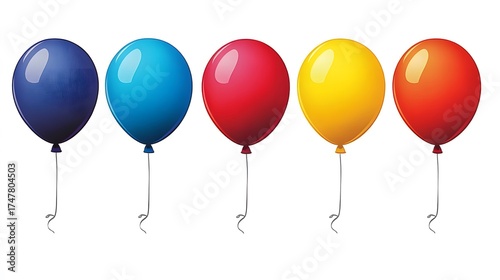 Vibrant color balloons isolated against white background illustration concept