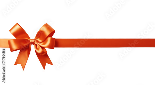 Orange Satin Ribbon Bow isolated on a transparent background