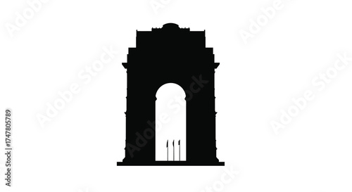 Iconic india gate silhouette landmark monument architectural design monumental structure famous travel destination historic heritage landmark silhouette