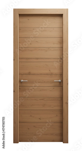 Isolated Wooden Door Realistic 3D Render Natural Wood Grain