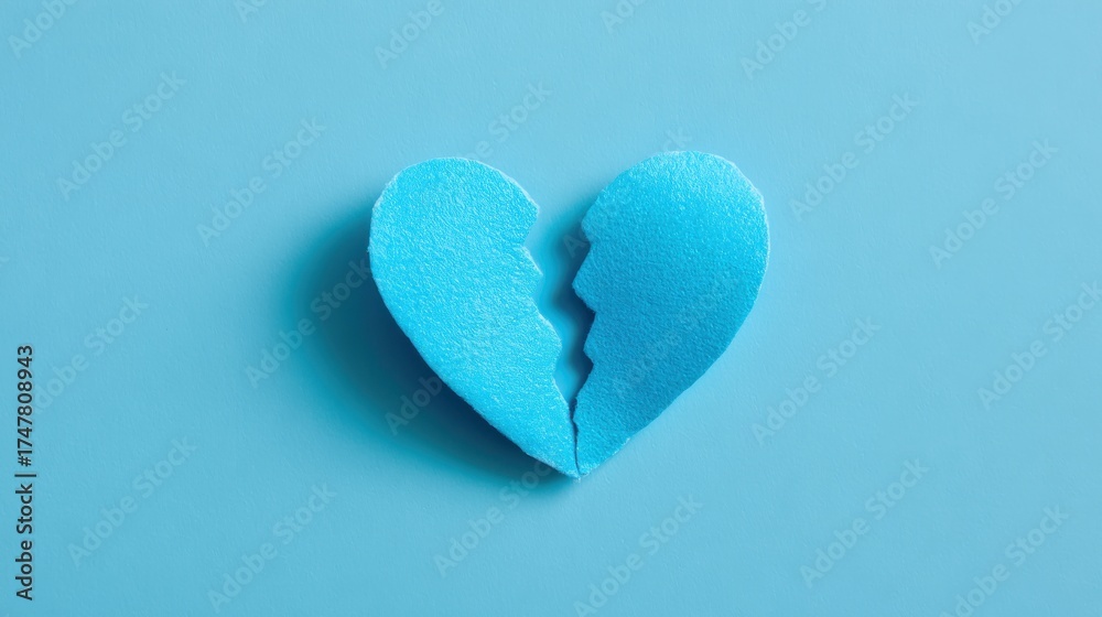 Obraz premium A blue heart with a broken piece missing