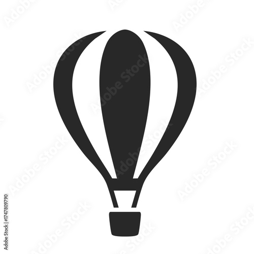 Hot air balloon solid icon vector for travel and adventure design.