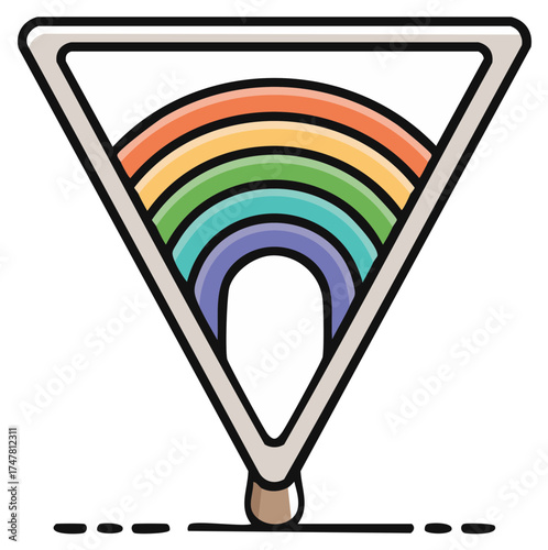 Colorful Rainbow in a Triangle Pendant Pride Symbol Vector Illustration