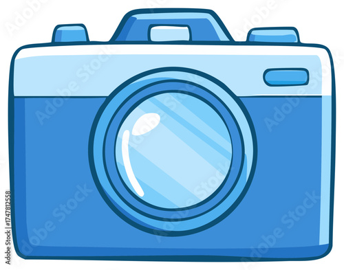 Cute cartoon blue camera illustration for photography or technology concepts