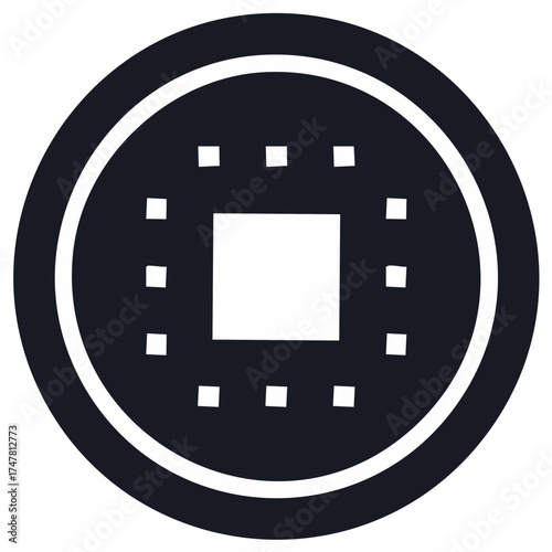 Minimalist flat icon of a traditional Chinese lucky coin for wealth and fortune