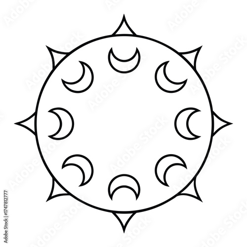 Premium vector doodle icons showcasing various phases of the moon in a luxurious style