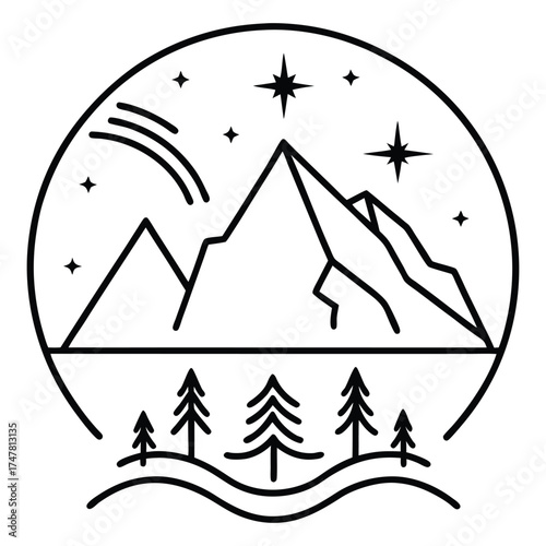 Elegant and premium vector doodle icons representing northern lights and celestial themes