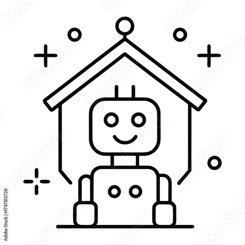 Collection of premium luxury service robot doodle icons for technology and automation concepts
