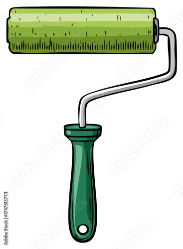 Green Paint Roller Hand Tool for DIY Home Improvement Projects
