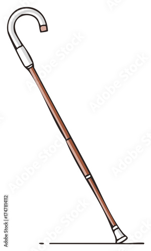 Walking Cane Illustration Isolated on White Background