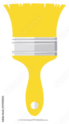 Yellow Paint Brush Flat Vector Illustration for Wall Painting and Art Projects