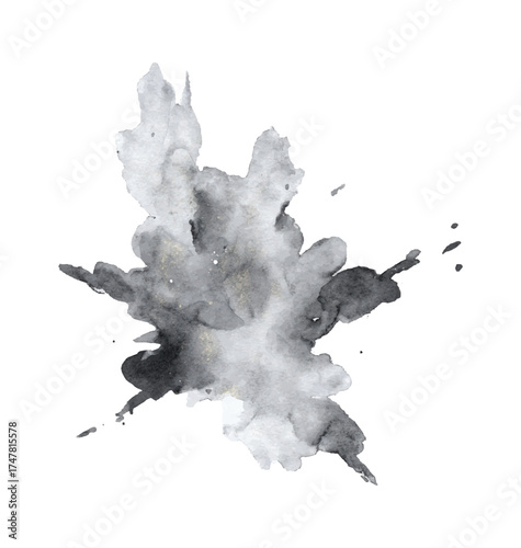 Gray Watercolor Ink Splatter Abstract Texture