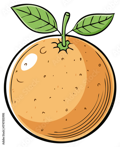 Isolated Tangerine with Leaves Vector Drawing Fresh Citrus Fruit Illustration
