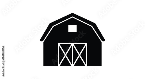 Classic barn silhouette icon simple rural farm building symbol for agriculture and countryside concepts silhouette