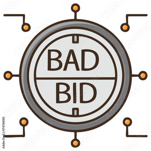 Bad Bid vector illustration for digital marketing and auction concepts