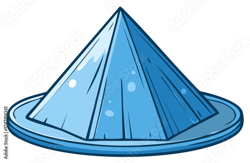 Simple blue conical Asian hat cartoon illustration