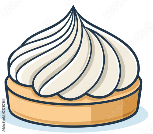 Delightful Cartoon Tart with Swirled White Cream Topping