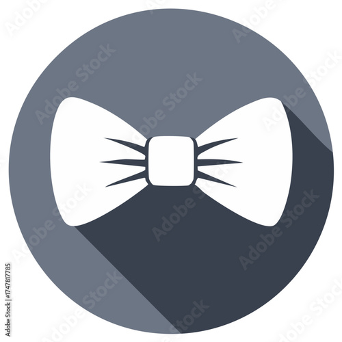 Bow tie icon with long shadow flat design style vector. Elegant formal wear and men fashion symbol.