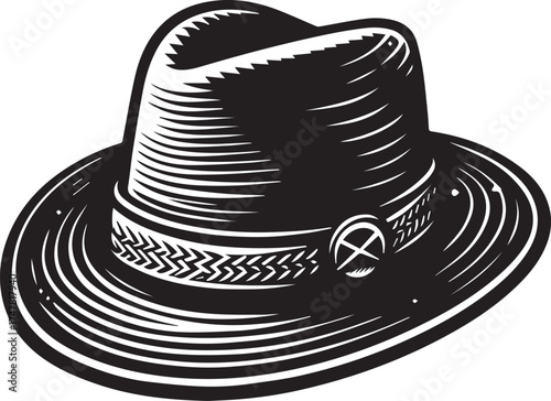 Vintage style fedora hat with classic band for elegant fashion illustrations