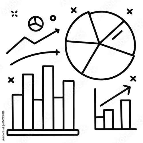Premium vector doodles illustrating business growth success and financial progress with abstract elements