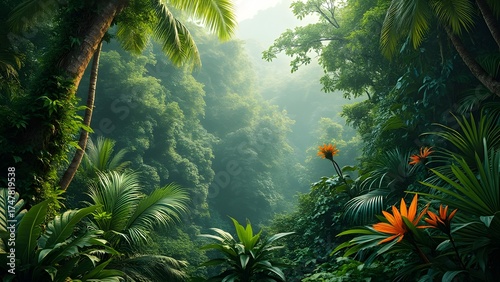 Lush Tropical Rainforest Jungle Landscape