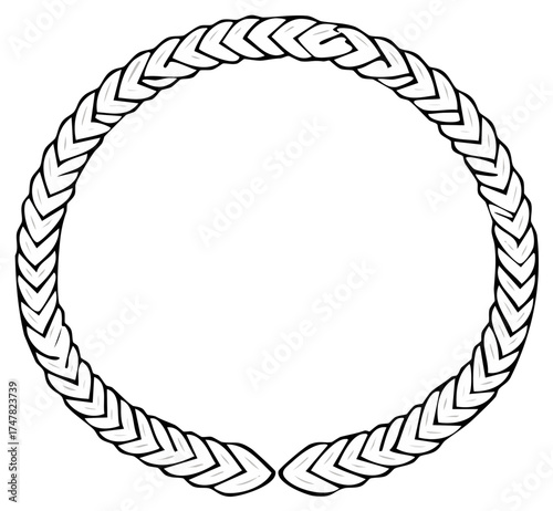 Circular braided border design element stylized as a wreath or frame