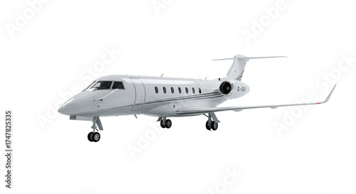 Isolated realistic private jet airplane isolated on black