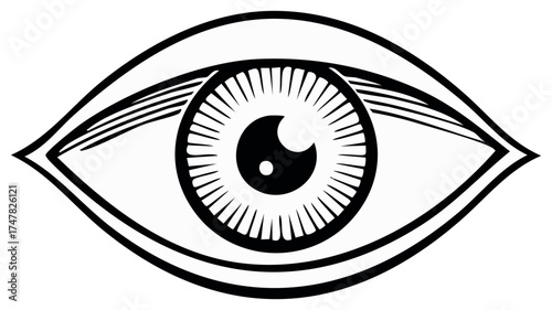 Detailed Eye Symbol Black and White Line Art Graphic Element Design