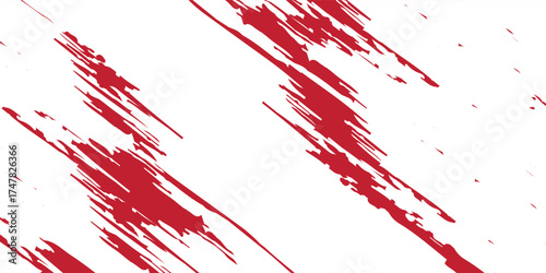 Straight red ink vector lines pack. Bloody color long and round hand-drawn brushstroke text highlights, frames, circles. Asian calligraphy brushstroke set.