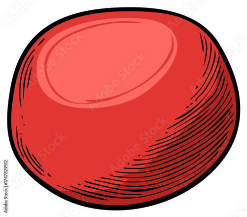 Round Red Blood Cell, Erythrocyte Depicted in an Engraving Style, Medical Illustration