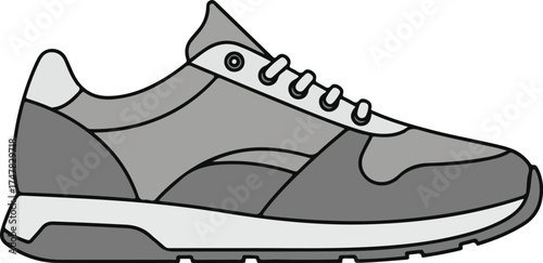 Sports shoes vector illustration, footwear icon for running, fashion, sneakers, active lifestyle, gym, and athletic design concept
