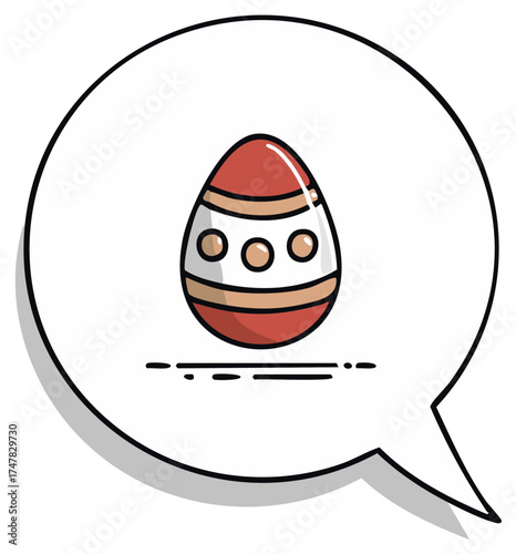 Decorated Easter egg illustration inside a speech bubble communication symbol