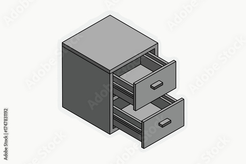 Vector art of isometric view of a filing cabinet with two drawers