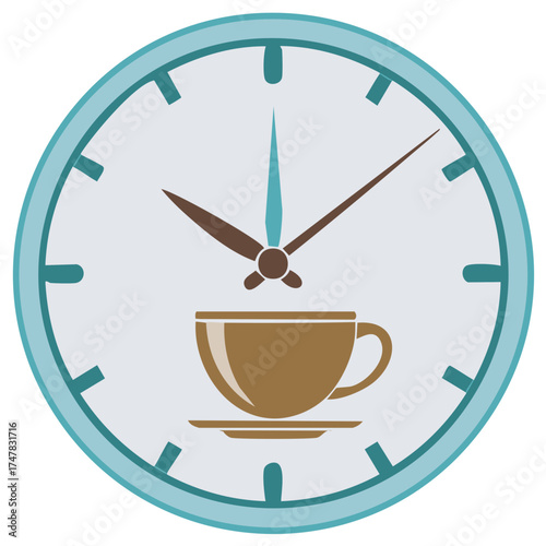 Coffee Cup Displayed on a Clock Face Time for Drinks Concept