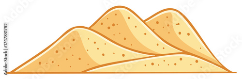 Cartoon dunes in a desert landscape illustration with brown and beige colors