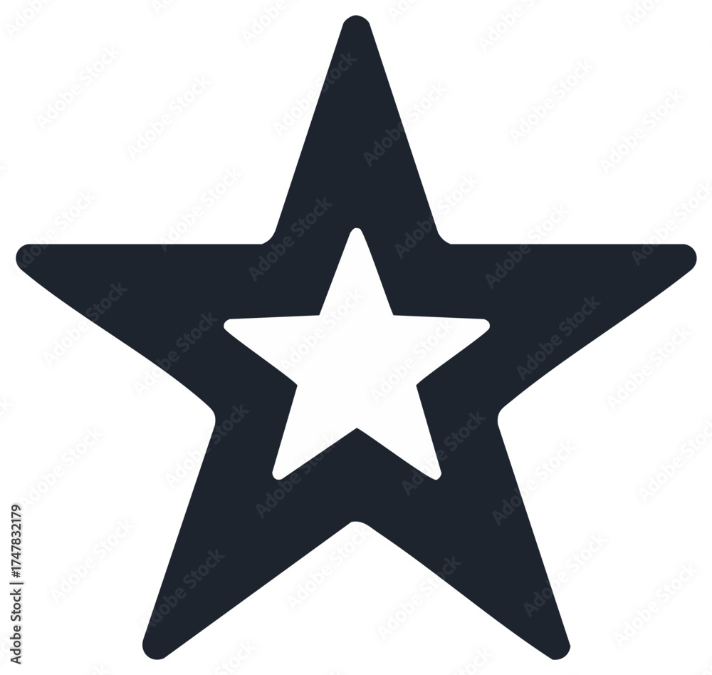 Fototapeta premium Bold dark blue five pointed star shape with a white star inside its center