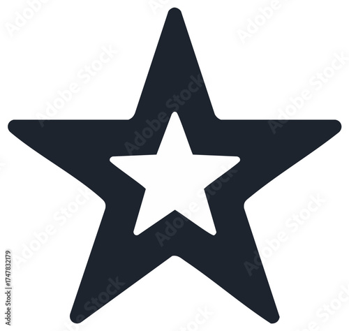 Bold dark blue five pointed star shape with a white star inside its center