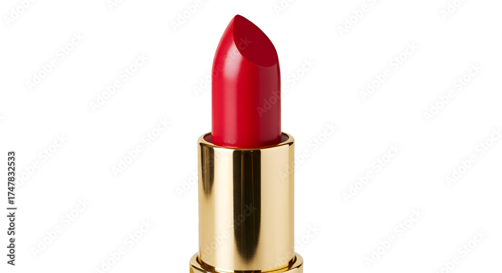 Obraz premium Isolated red lipstick with gold case transparent background