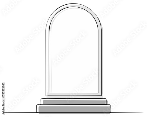 Arched Portal or Entranceway Drawing with Steps to the Doorway