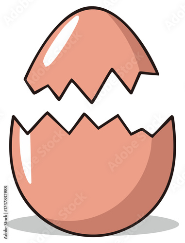 Cartoon illustration of a cracked eggshell with jagged edges, depicting growth or change
