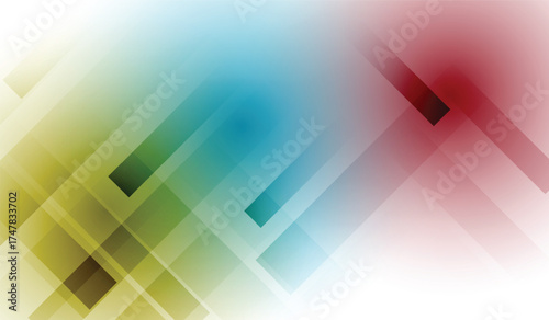Gradient of blue and green vibrant composition of contemporary rectangular shapes in stylish background of abstract technology design